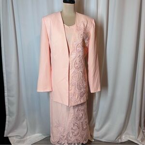 Moshita Couture Skirt Top & Jacket Set Sz 16 Beaded Embroidered Mesh Wedding MOB